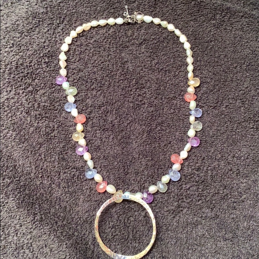 Sterling silver circle pendant necklace
